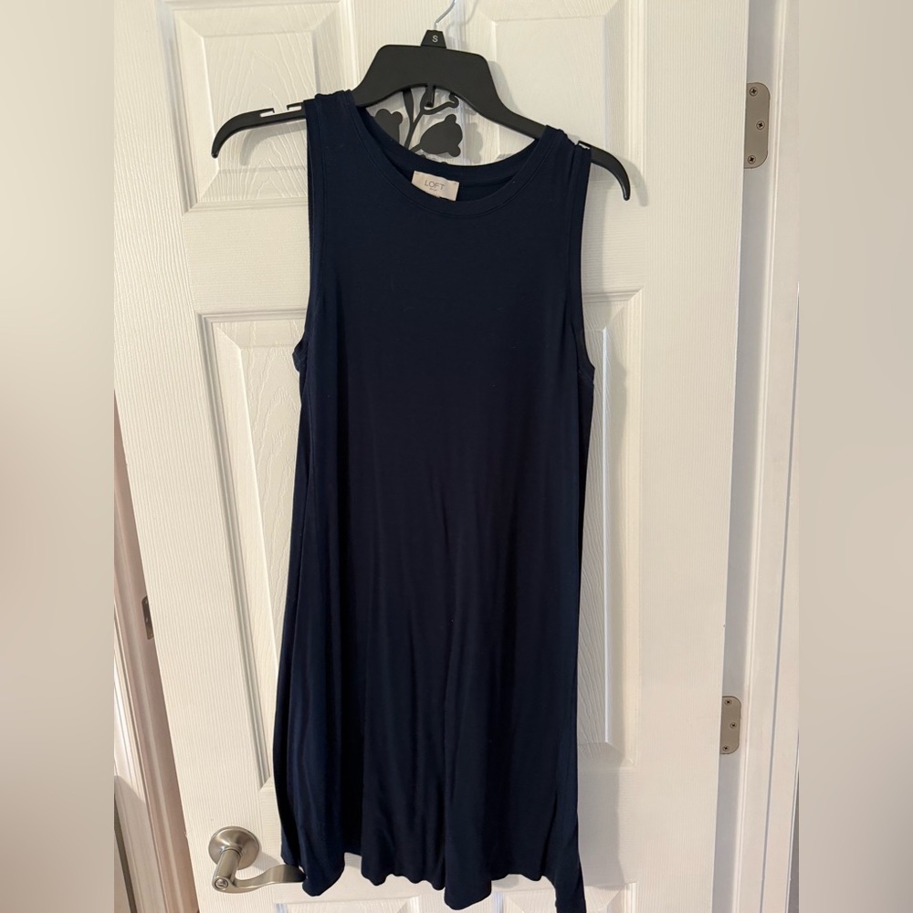 LOFT Navy Blue Sleeveless Shift Dress
